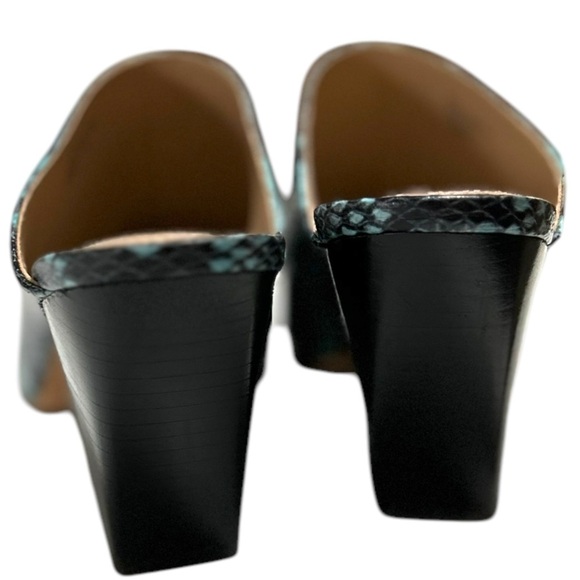 Leather Nordstrom Signature Women’s Black Blue Python Heeled Mule Clog Shoe Sz39 - Picture 3 of 6
